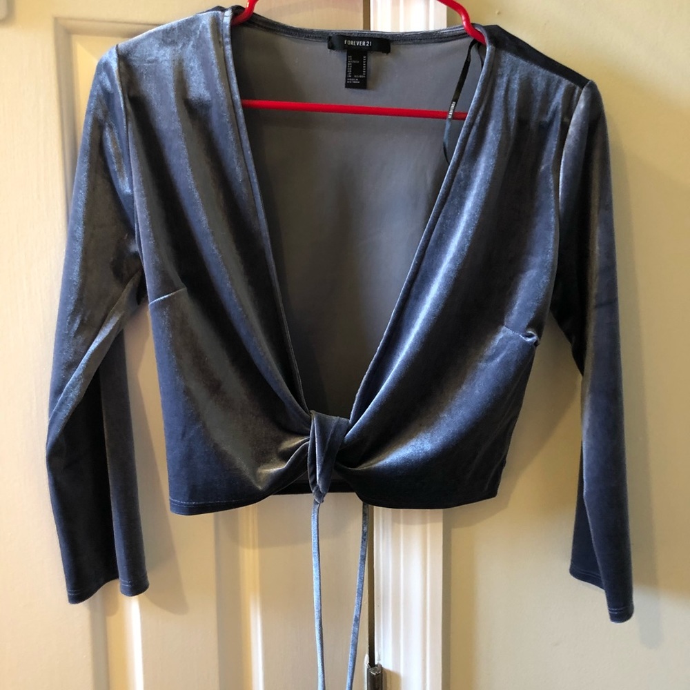 Forever 21 velvet  blue long sleeve top